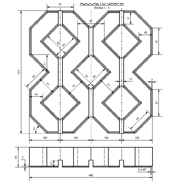 Plano técnico de Adocreto Grama