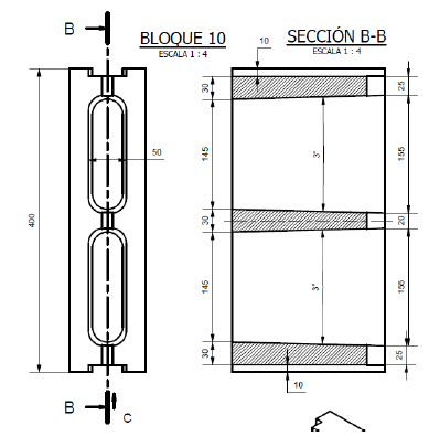 Plano técnico de Bloque 40x10x20